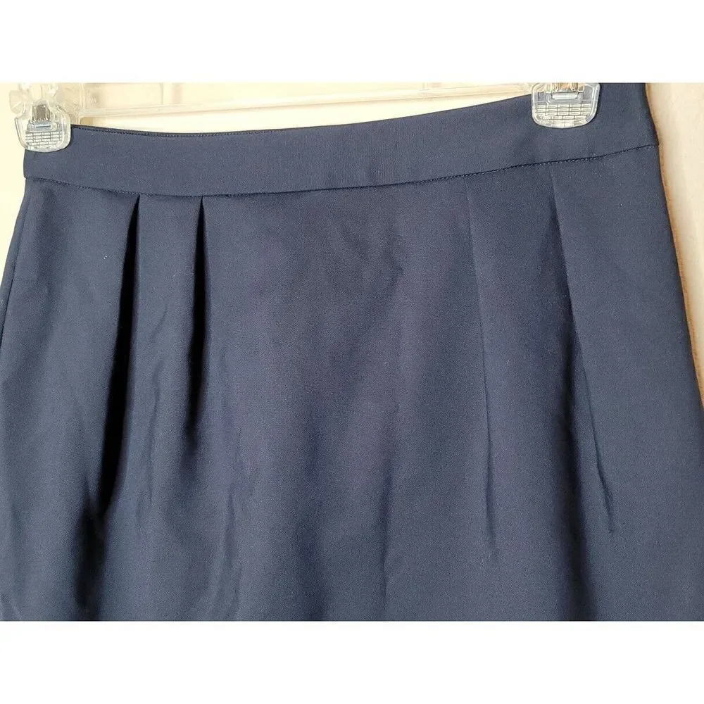 Kate Spade New York Women's Dark Blue Pleated Above Knee Pencil Skirt Size 4 t22